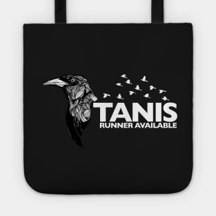 Tanis Grackle (white letters) by Gareth A. Hopkins (grthink) Tote