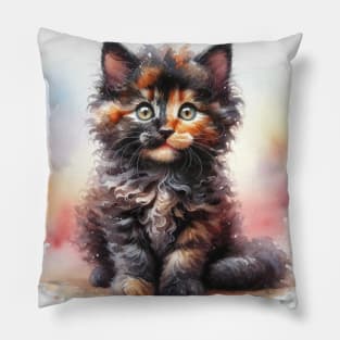 LaPerm Watercolor Kitten - Cute Kitties Pillow