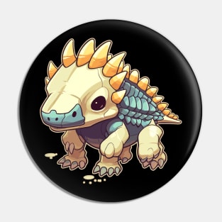 Spooky Scary Chibi Triceratops Isometric Dinosaur Skeleton Pin