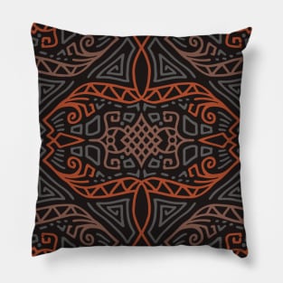 Gray Orange Aztec Pattern Indian Mexican Tribal Pillow