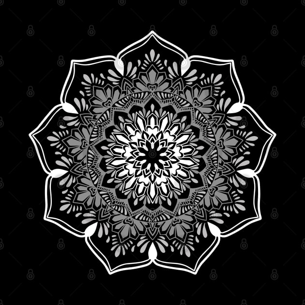 50 Shades of Grey Mandala by AJ Illustration Store