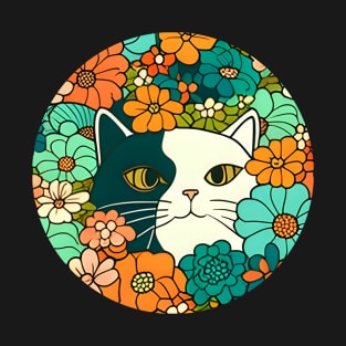 Cute Kitty Cat Flower - Cat Filled With Flowers T-Shirt