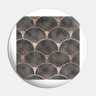 Art Deco elegance - rose gold & steel grey fan Pin