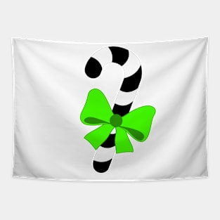 BLACK AND WHITE CHRISTMAS CANDY WITH GREEN BOW Tapestry