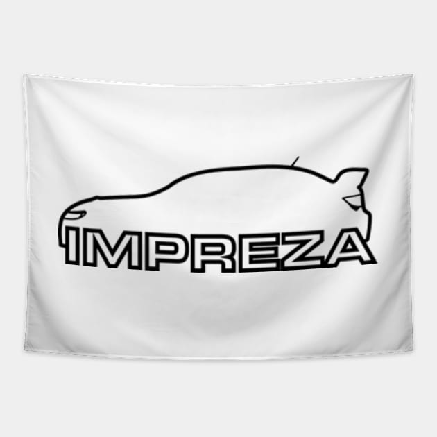 Subaru Impreza Car Outline big font Tapestry by mufflebox