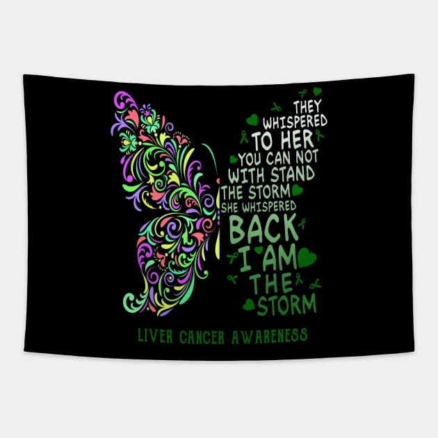 liver cancer butterfly i am the storm Tapestry by TeesCircle