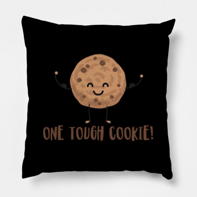 One Tough Cookie Chocolate Chip Cookie With Muscles Pillow by jasper-cambridge