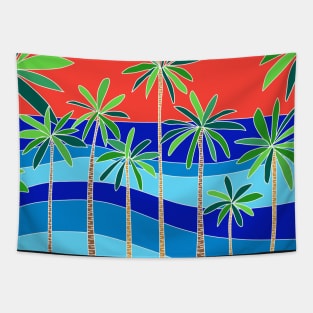 Palmisland, palmtrees, beach and coconuts Tapestry