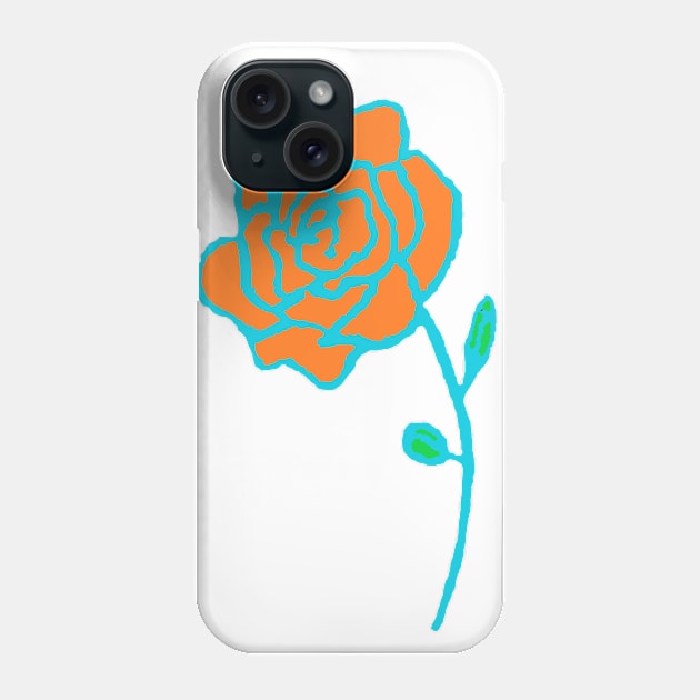 Neon Rose Orange/Blue Phone Case by JadedAlice