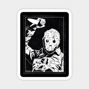 JASON VOORHEES - Friday the 13th (Black and White) Magnet