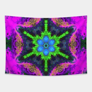 Psychedelic Hippie Flower Blue Green and Purple Tapestry