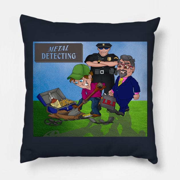 Metal detecting finding treasure Pillow by lytebound