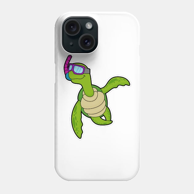 Turtle at Swimming with Snorkel Phone Case by Markus Schnabel