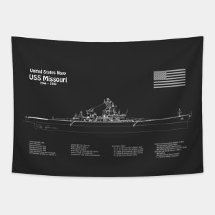 USS Missouri bb-63. World War II Battleship - PDpng Tapestry