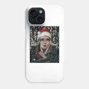 Portrait Of Female Anime Santa Phone Case