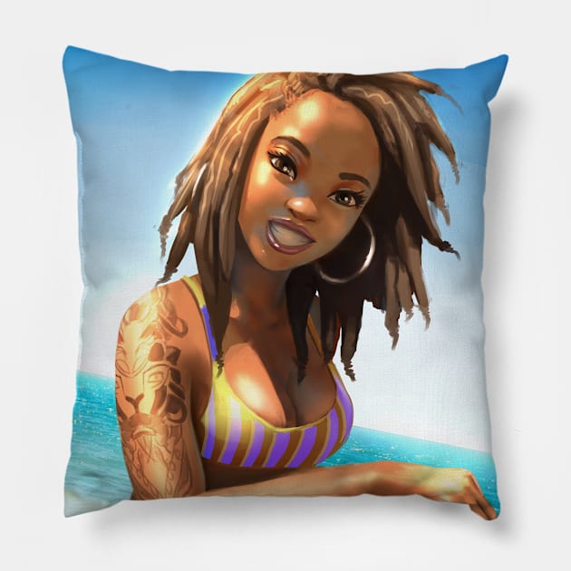 Caribbean Girl Collection Pillow by Beckley Art