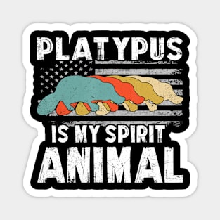 Platypus My Spririt Animal Vintage American Flag 4th July Magnet