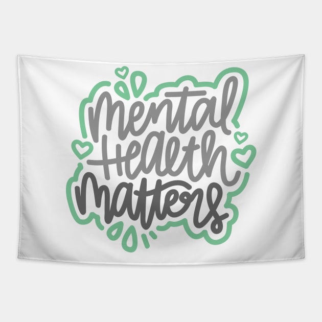 Mental Health Matters - Gray / Mint Tapestry by hoddynoddy