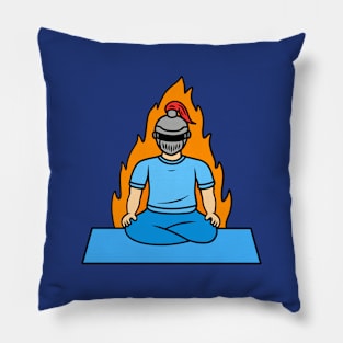 Cute cartoon knight doing yoga easy pose Pillow