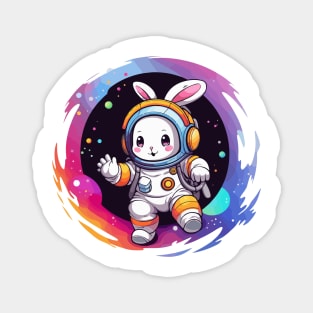 Rainbow astronaut bunny Magnet