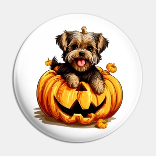 Yorkshire Terrier Dog inside Pumpkin #3 Pin