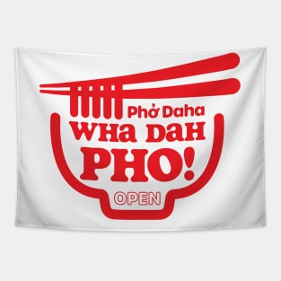 Wha Dah Pho? (Red on White) Tapestry