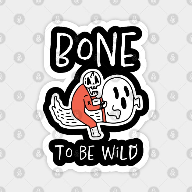 Bone to Be Wild – Funny Halloween Skeleton Riding Ghost Design Magnet by Butter Creative