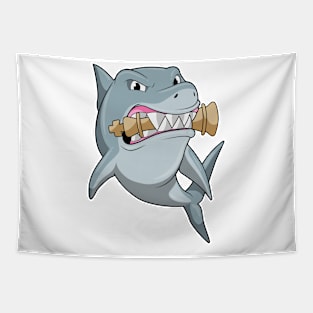 Shark at Chess with Chess piece King Tapestry