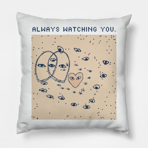 We Are Always Watching You - 1bit Pixelart Pillow by pxlboy