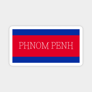 Phnom Penh City in Cambodian Flag Colors Magnet