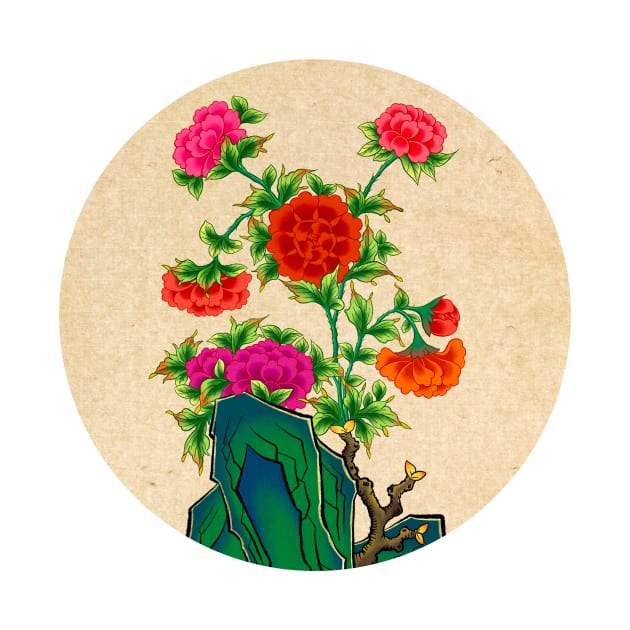 Minhwa: Peonies B Type by koreanfolkpaint