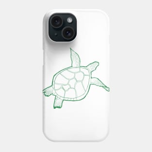 Dark green swimming turtle Phone Case