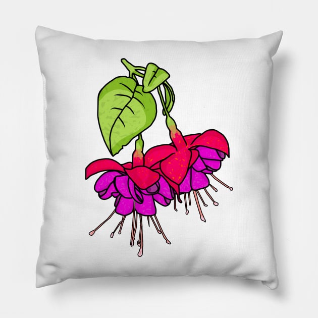 Fuchsia flowers Pillow by Amalus-files