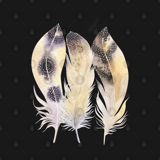 Trio Of Golden Feathers by Amanda Jane