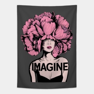 Flower Head Woman Imagine Handdrawn Tapestry