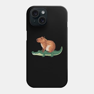 Funny Capybara Riding On a Crocodile Phone Case