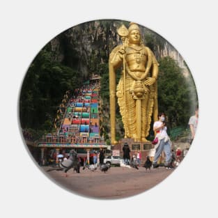 Lord Murugan statue and stairs to the Batu Caves temple Pin