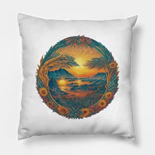 Sunflower Flora Positive Minimalist Vintage Retro Pillow