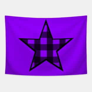 Purple and Black Buffalo Plaid Star Tapestry