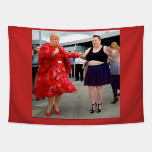 Weird and Funny Donald Trump and Elon Musk Dancing Viral Meme Tapestry