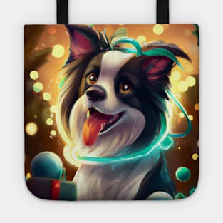 Cute Border Collie Drawing Tote
