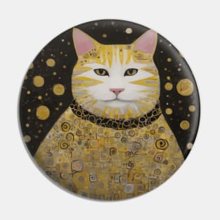 Beautiful Fat Klimt Cat with Pink Nose and Ears Pin