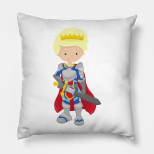 Prince, King, Knight, Sword, Crown, Blond Hair Pillow