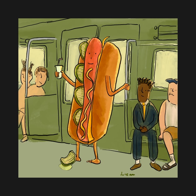 Hotdog Casually Commuting to Work by doteau