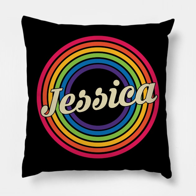 Jessica - Retro Rainbow Style Pillow by MaydenArt