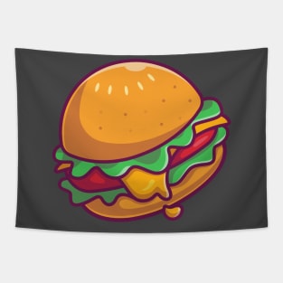 Cheese Burger Cartoon Illustration Tapestry