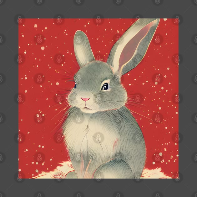 Grey Mini Rex Rabbit in Christmas Pride Red Christmas Animal Bunny Mom by wigobun