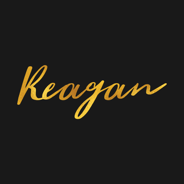 Reagan Name Hand Lettering in Faux Gold Letters by Pixel On Fire