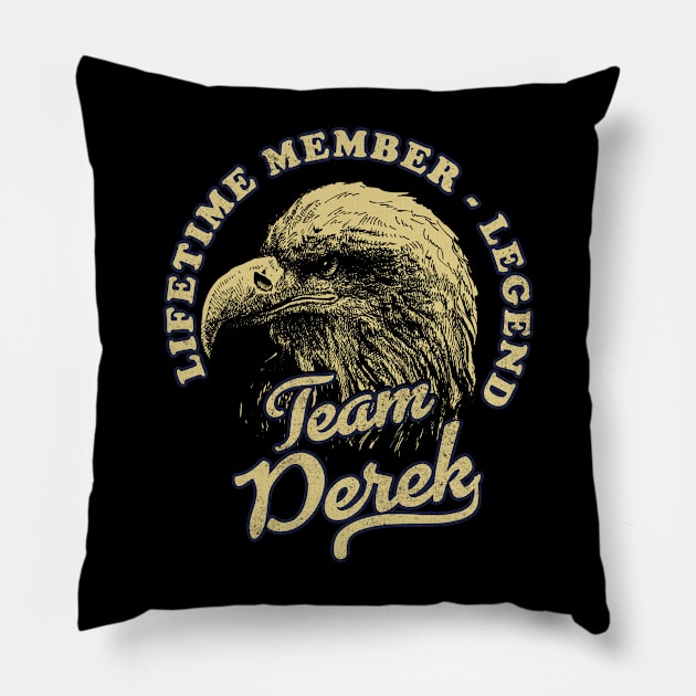 Derek Name - Lifetime Member Legend - Eagle Pillow by Stacy Peters Art