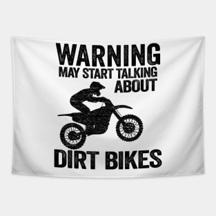 Warning May Start Talking About Dirt Bikes Funny Motocross Tapestry